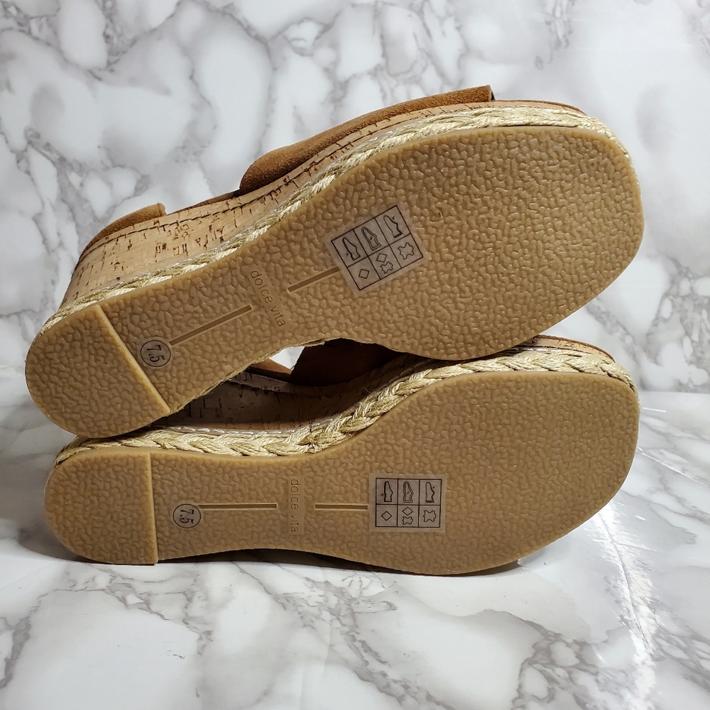 Dolce Vita Brown Suede Wedge Sandals Otto 7.5 - Picture 10 of 11